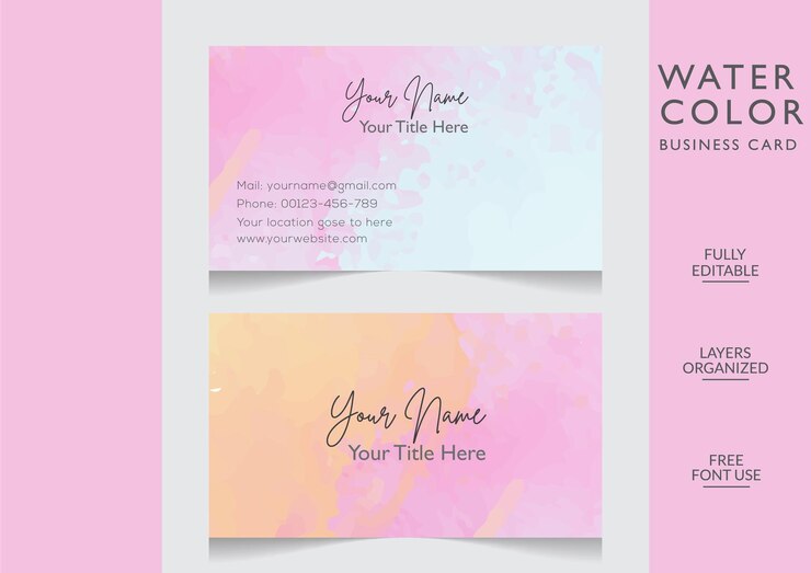 Modern watercolor Business card editable template