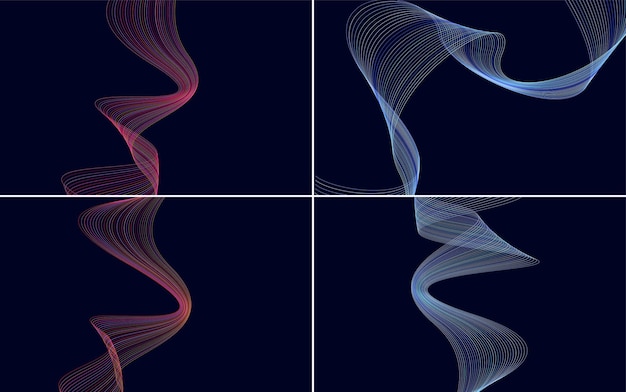 Modern wave curve abstract vector background pack for a creative and artistic design