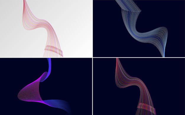 Modern wave curve abstract vector background pack for a fresh and modern design