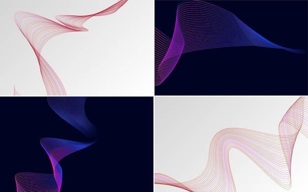 Pacchetto di sfondo vettoriale astratto curva d'onda moderna per un design unico e artistico