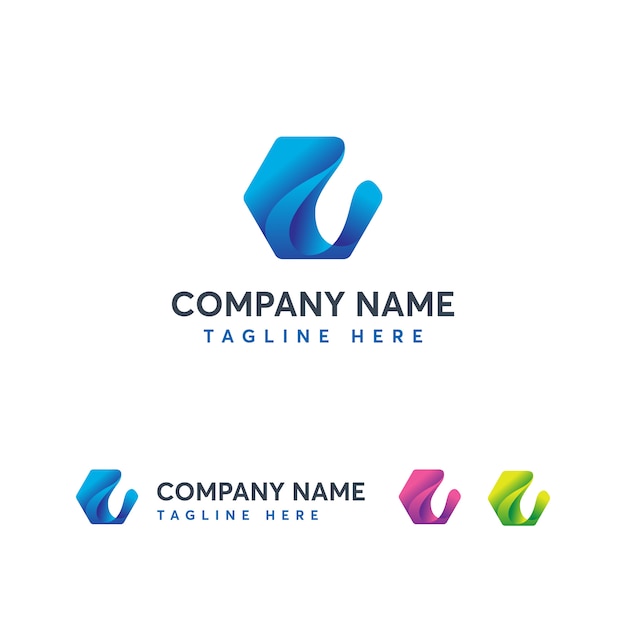 Modern wave letter e logo template