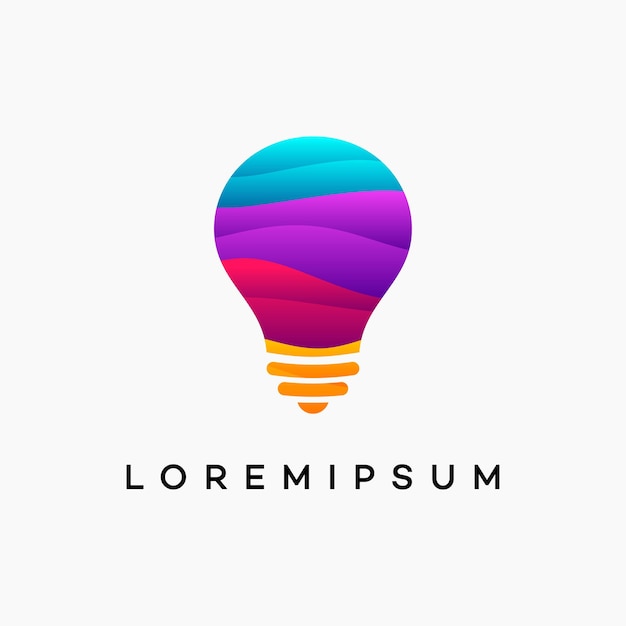 Il logo di modern wavy creative idea progetta il simbolo, il modello di logo della lampadina, il modello di logo intelligence, il logo smart people