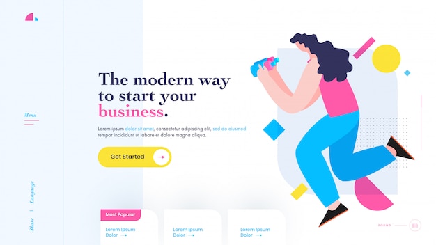 Vector the modern way to start your business concept based landing page design