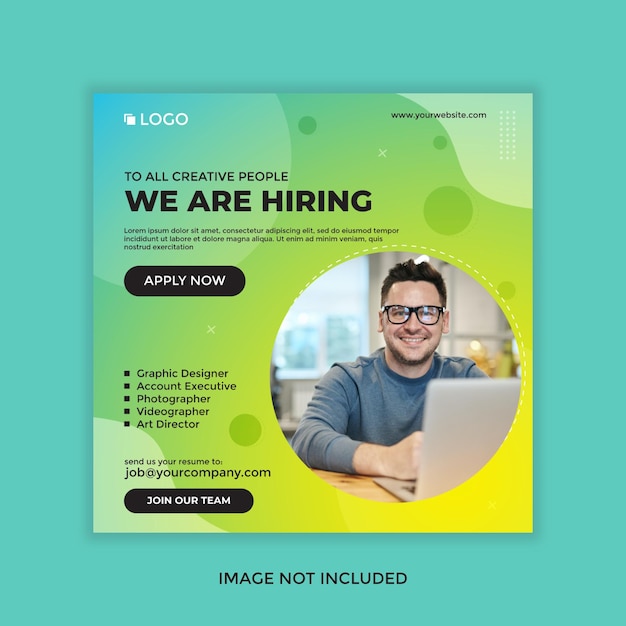 Vector modern we are hiring job position promotional social media post design template