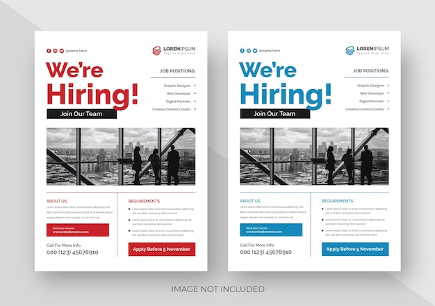 Modern We're Hiring Flyer Template Job Vacancy Flyer Template Job offer poster template a4 size