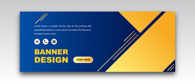 Vector modern web banner design in blue