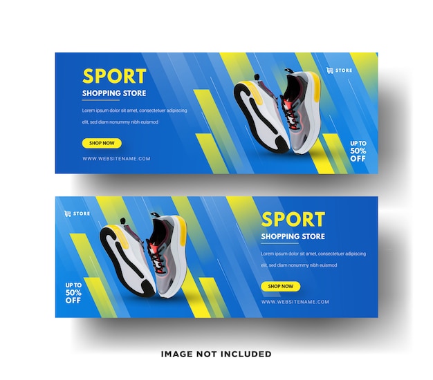 Vettore modelli di banner web moderni. vendite di scarpe sportive