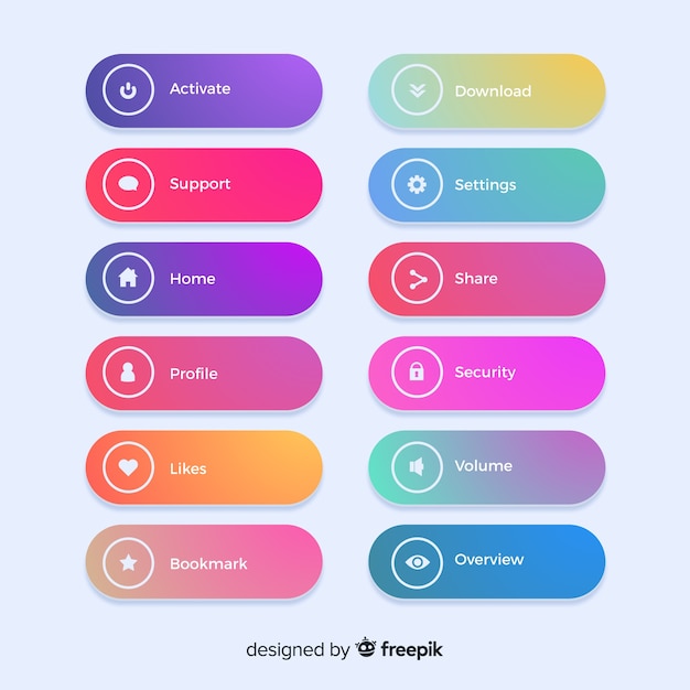 Modern web buttons in gradient style