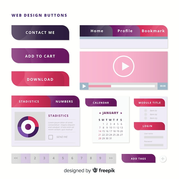 Modern web buttons in gradient style