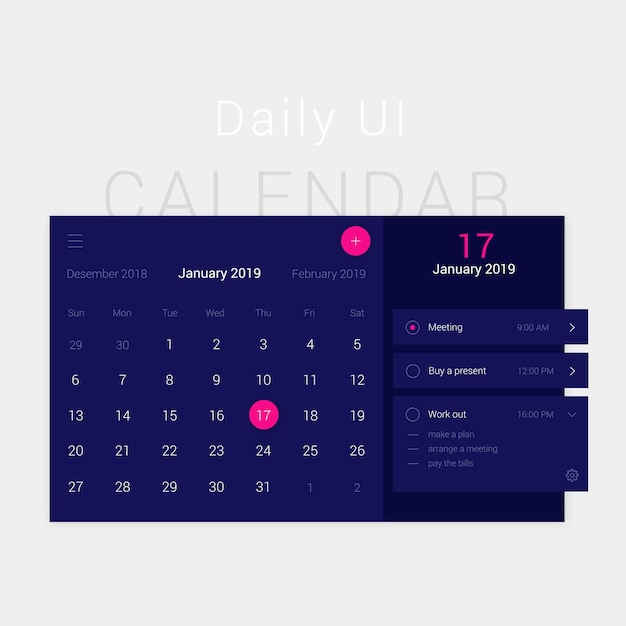 Vector modern web design blue calendar