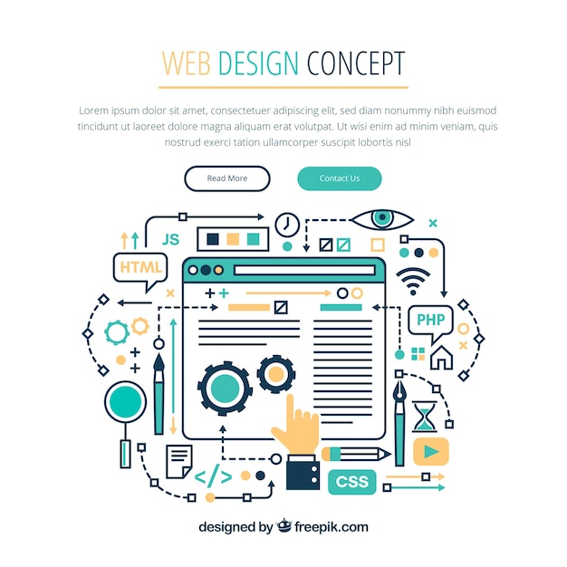 Modern web design concept with hand drawn style