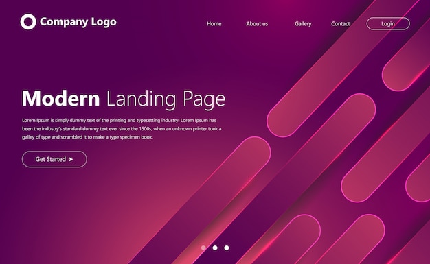 Modern website landing page