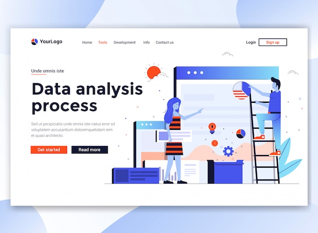 Modern  of website template - data analysis process