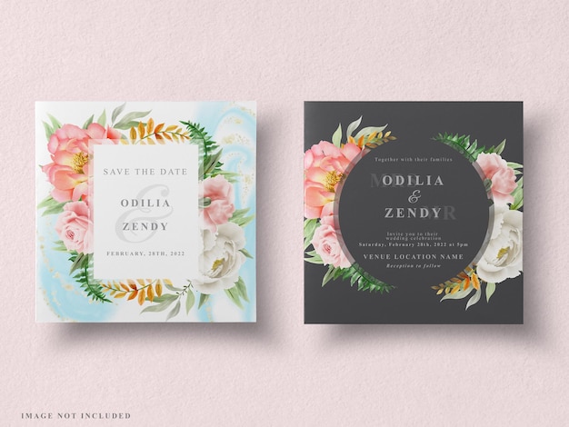 Vector modern wedding card set floral design