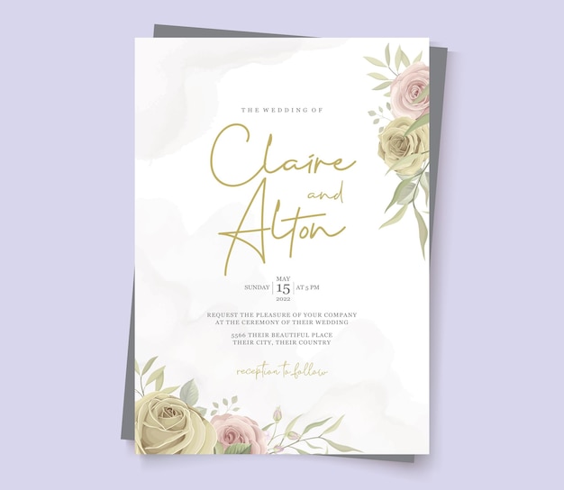 Modern wedding card with floral design