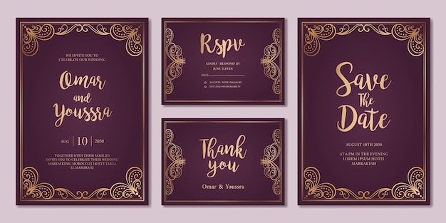 Modern Wedding Invitation Card Template with Beautiful Frames