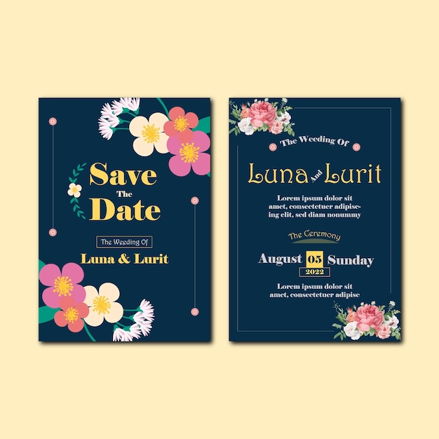 Modern weeding invitation card design template