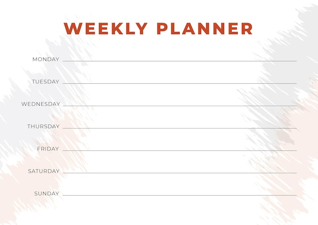 Modern weekly reminder and planning timetable template design vector