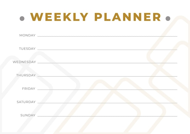 Modern weekly reminder and planning timetable template design vector