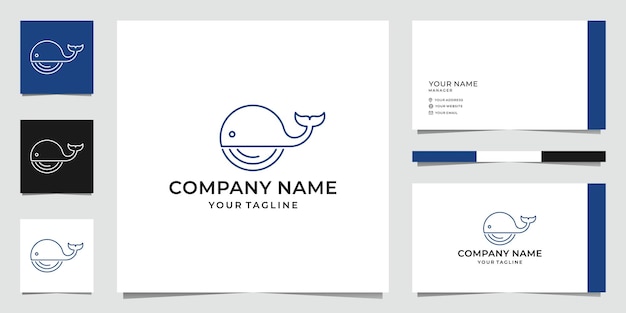 Design moderno del logo della linea di balena