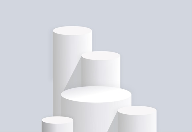 Modern white 3D realistic podium for your product showcase Vector illustration