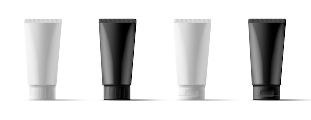 Modern white and black tubes for the design of cosmetic and medical creams