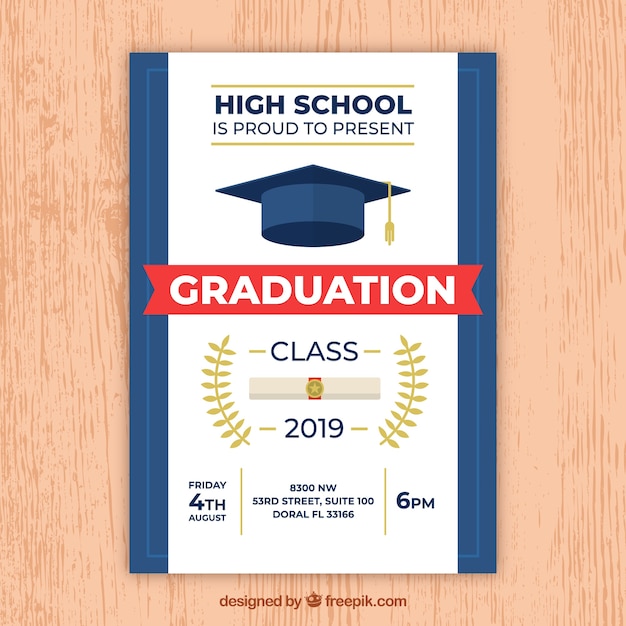 Modern white and blue graduation party invitation