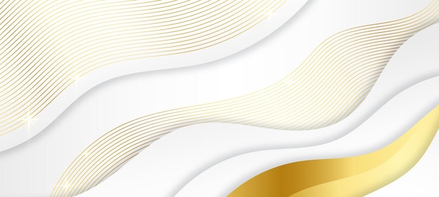 Modern white and gold abstract background. Luxury circle background with 3d overlap layered