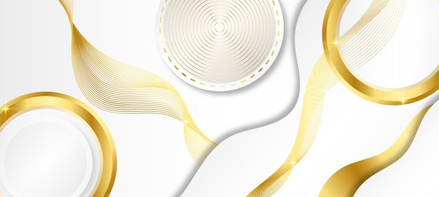 Modern white and gold abstract background. Luxury circle background with 3d overlap layered