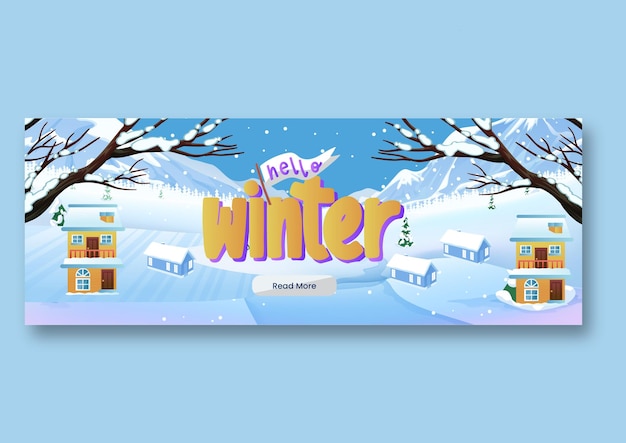 Modern winter social media cover and web banner template