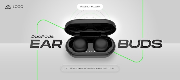 Vettore modern wireless earbuds banner