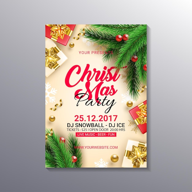 Modern wit kerstfeest flyer ontwerp