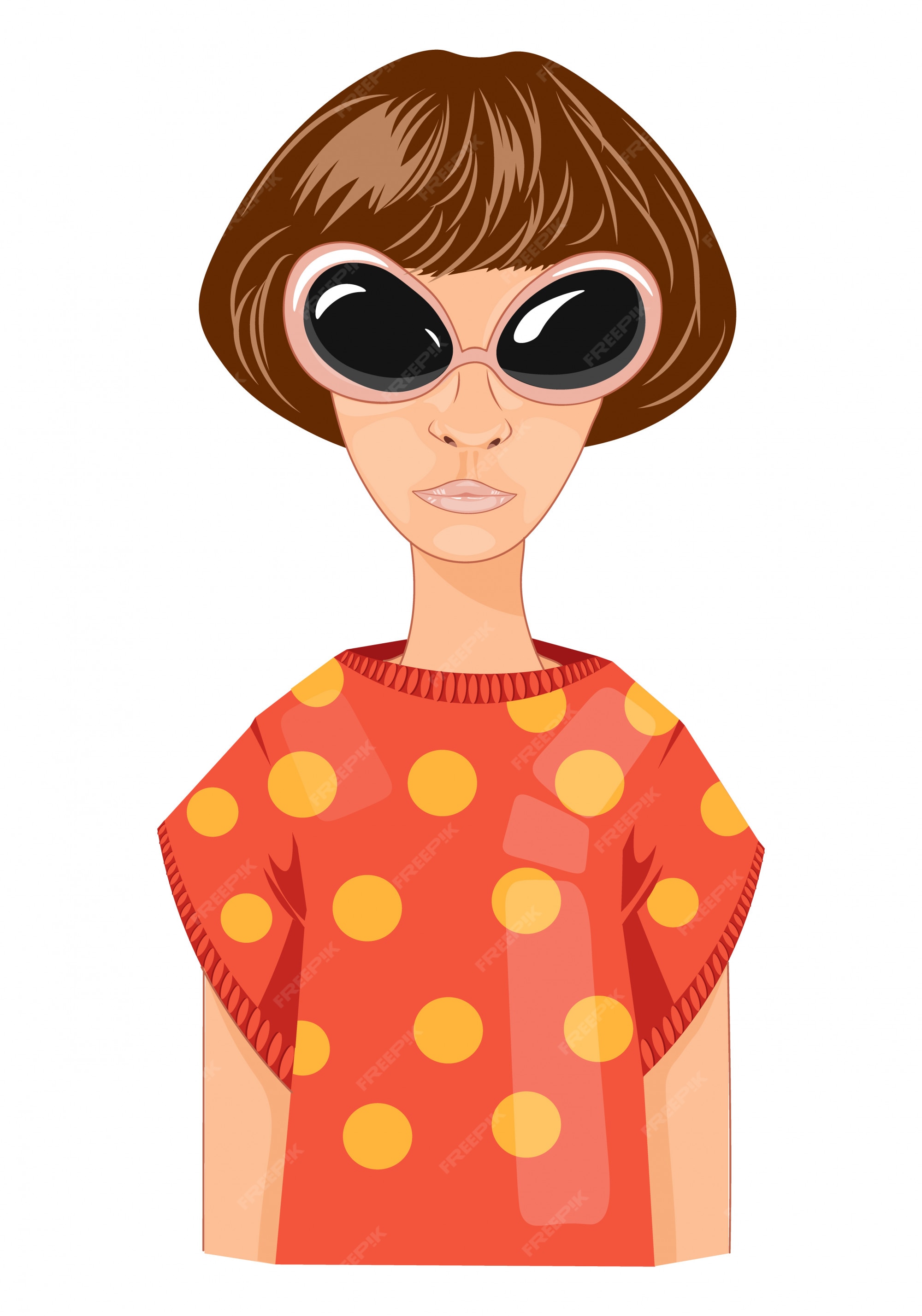 Premium Vector Modern woman with short hair and glasses