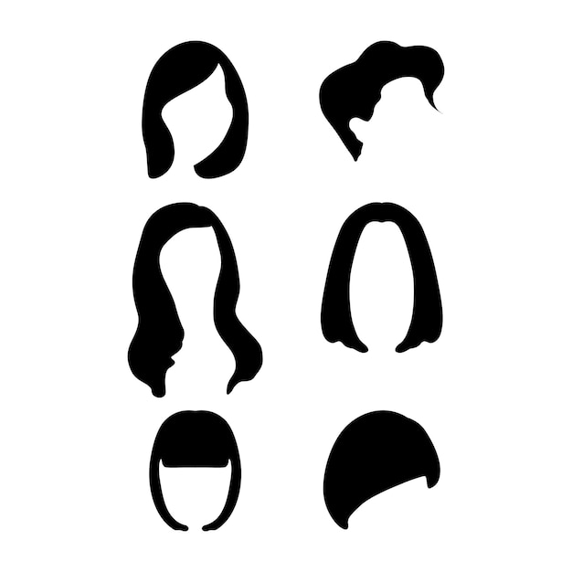 modern women hairstyle silhouette set vector collection