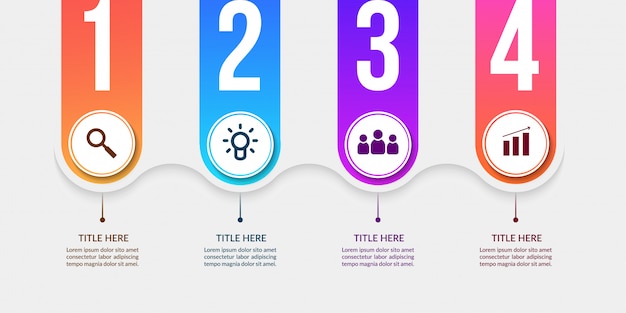 Modello di infographic di flusso di lavoro moderno, grafico di processo aziendale con opzione multipla