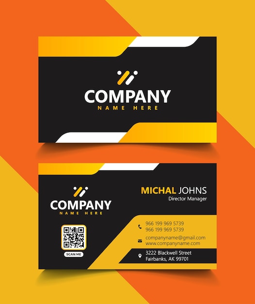 Modern yellow black and white professional business card template