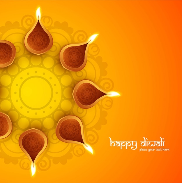 Modern yellow diwali design