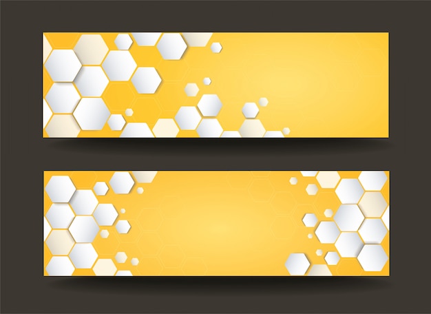 modern yellow hexagon template banner background 