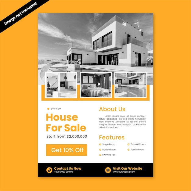 Modern yellow real estate flyer template real estate marketing poster