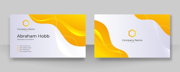 Vector modern yellow and white business card design template