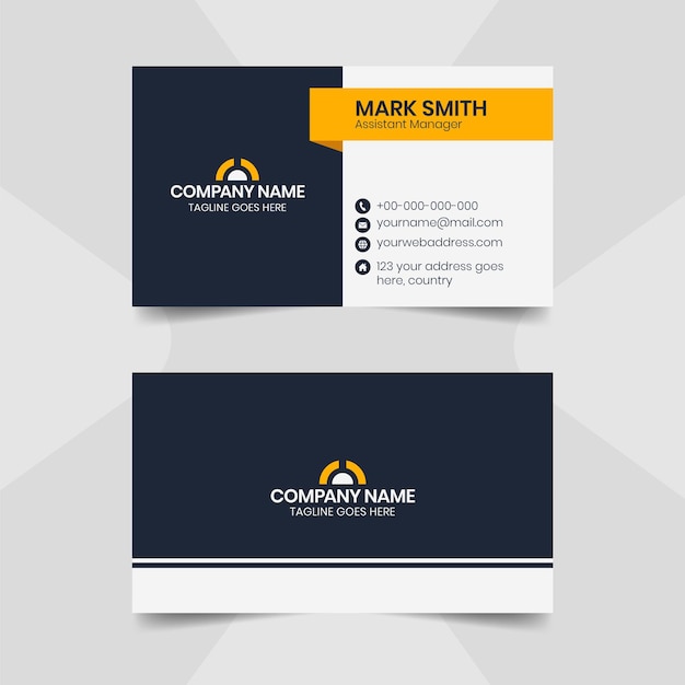 Vector modern yellow and white business card template professional visiting card design