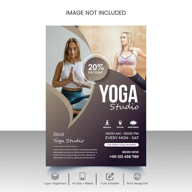 Modern yoga and meditation flyer template