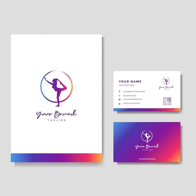 Modern yoga women logo template