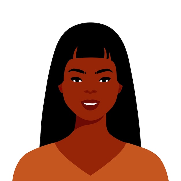 Vettore moderna giovane donna nera in elegante ritratto vettoriale