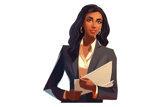 Vector modern young businesswoman isolated on background cartoon vector illustration