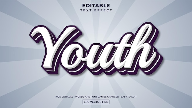 Modern youth text style, editable text effect design template