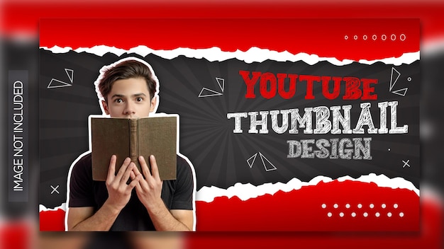 Modern youtube thumbnail and youtube background papercut effect template