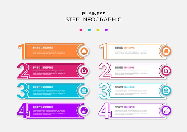 Modern zakelijk infographic concept met 4 stappenbanner