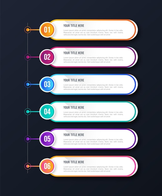 Vector modern zakelijk infographic concept met 6 stappenbanner