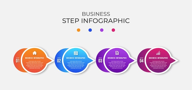 Modern zakelijk infographic sjabloonontwerp met 4 stappen